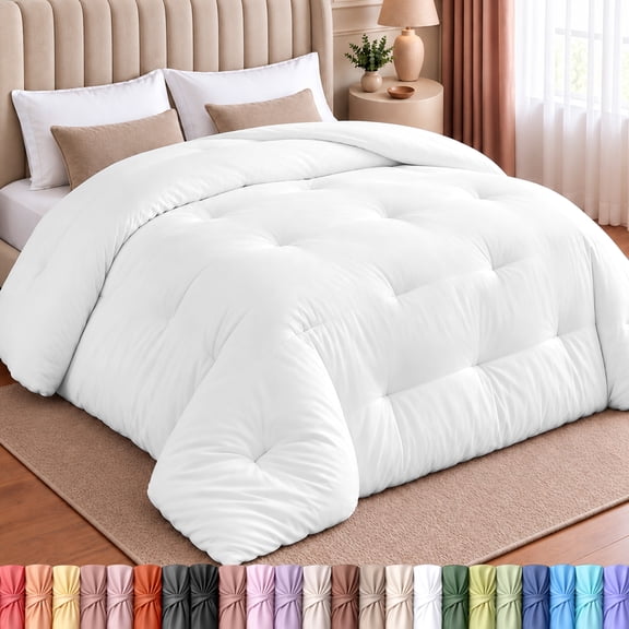 Utopia Bedding Comforters King Size, All Season Duvet Insert, Down Alternative King Comforter with Corner Tabs, Machine Washable Bed Comforter 90 x 102 Inches (White)
