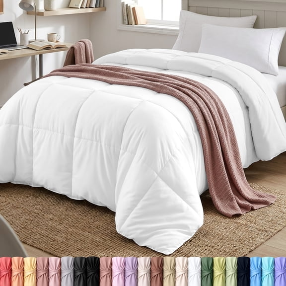 Utopia Bedding Comforters Twin XL Size, All Season Duvet Insert, Down Alternative Box Stitched Bed Comforter with Corner Tabs, Machine Washable (White)