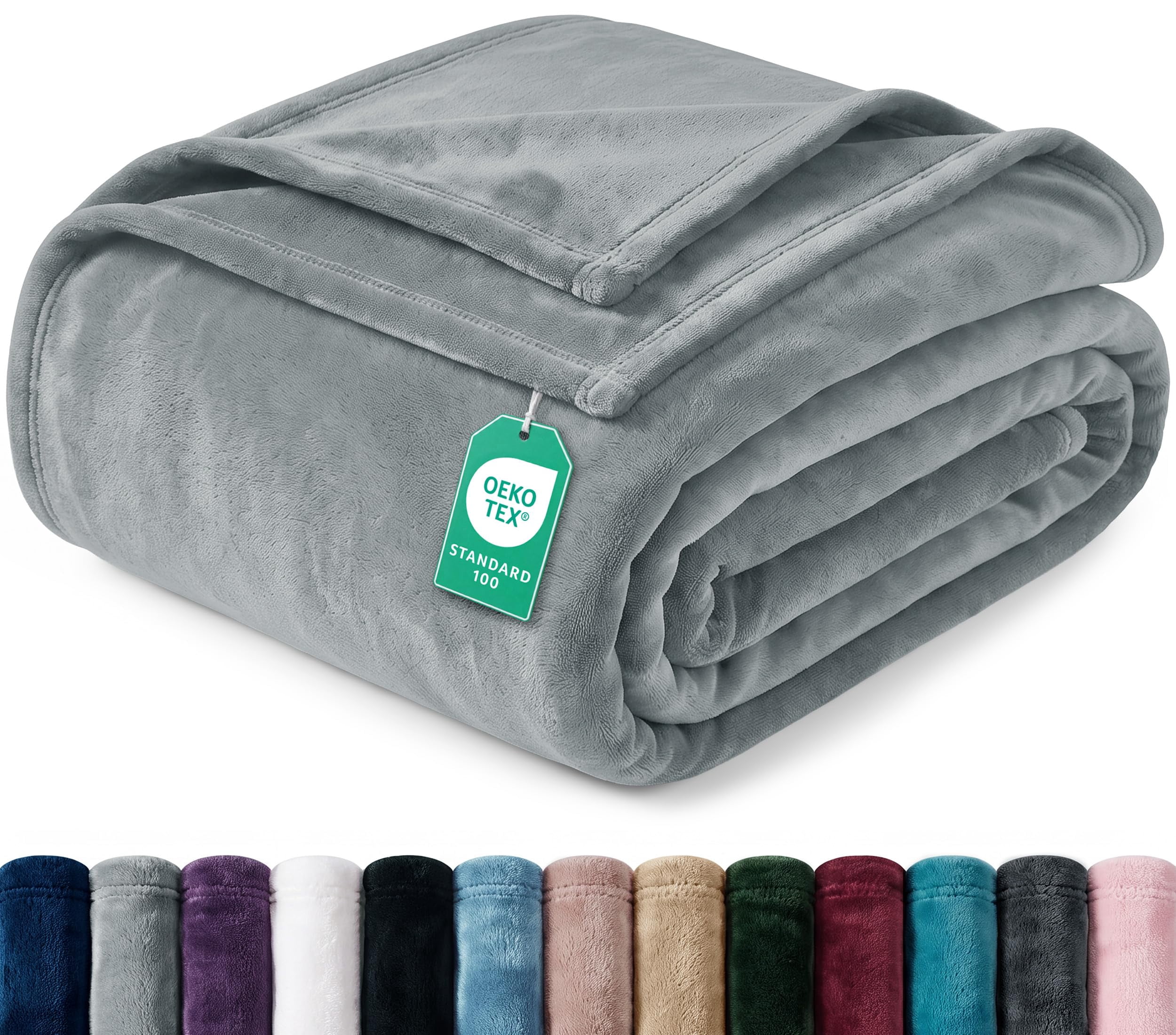 Utopia Bedding Cool Grey Fleece Blanket Queen Size Fuzzy Soft Anti-Static Microfiber Bed Blanket (90x90 Inch)