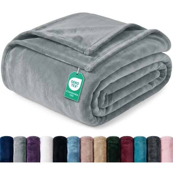 Utopia Bedding Cool Grey Fleece Blanket Queen Size Fuzzy Plush Anti-Static Microfiber Bed Blanket (90x90 Inch)