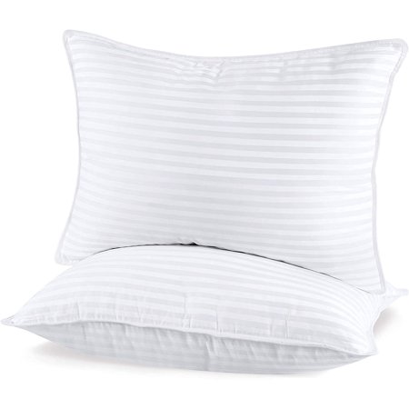 Utopia Bedding Cotton Corded Stomach Sleeper Plush Bed Pillows, Queen, White, 2-Pieces