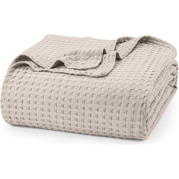 Utopia Bedding Cotton Waffle Blanket - All-Season (Khaki, Twin)