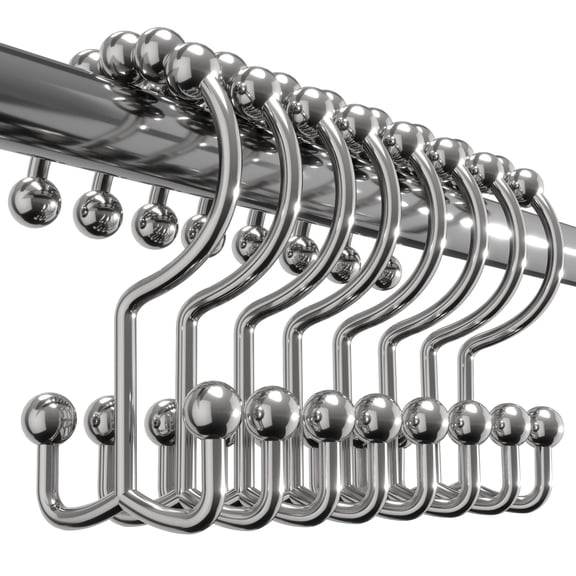 Utopia Bedding Double Glide Roller Shower Curtain Hooks, Double Sided Rings, Rust Proof Shower Curtain Hooks, Chrome