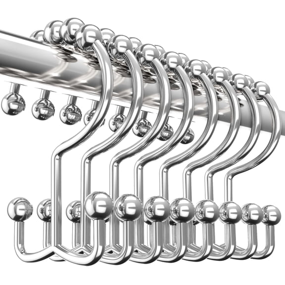 Utopia Bedding Double Glide Shower Curtain Hooks, 12 Pack, Nickel | Premium rust-resistant shower curtain rings provide reliable performance in bathrooms, guest rooms, and hotels