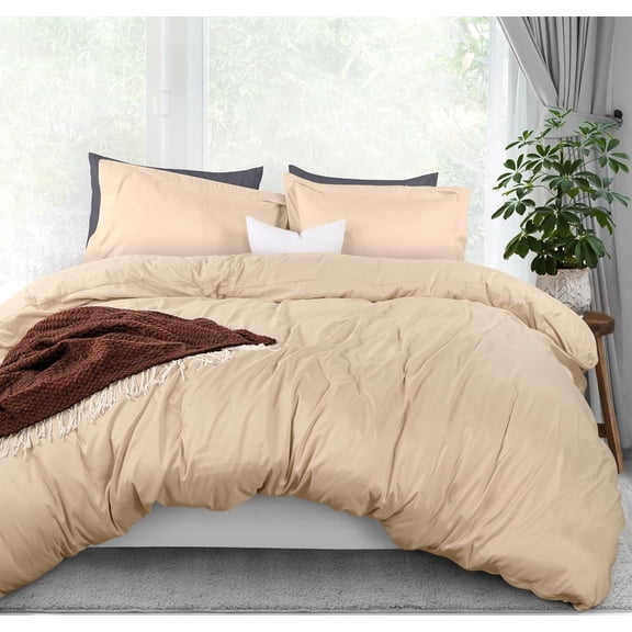 Utopia Bedding Duvet Cover Queen Size - 3 Piece with Zipper Closure - 1 Comforter Cover 90X90 Inches & 2 Pillow Shams 20X26 Inches Ivory Comforter Not Included