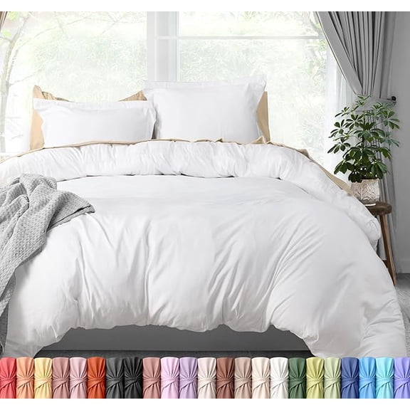 Utopia Bedding Duvet Cover Queen Size - 3 Piece with Zipper Closure - 1 Comforter Cover 90X90 Inches & 2 Pillow Shams 20X26 Inches, White (Comforter Not Included)