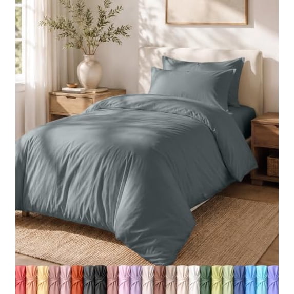 Utopia Bedding Duvet Cover Set with Pillowcases - 2 Pieces Bedding Duvet Cover with Zipper Closure - 1 Duvet Cover with 1 Pillowcase - Soft Brushed Microfiber (Twin, Grey)