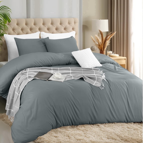 Utopia Bedding Duvet Cover Set with Pillowcases - 3 Pieces Bedding Duvet Cover with Zipper Closure - 1 Duvet Cover with 2 Pillowcases - Soft Brushed MicrofiberFull, Grey