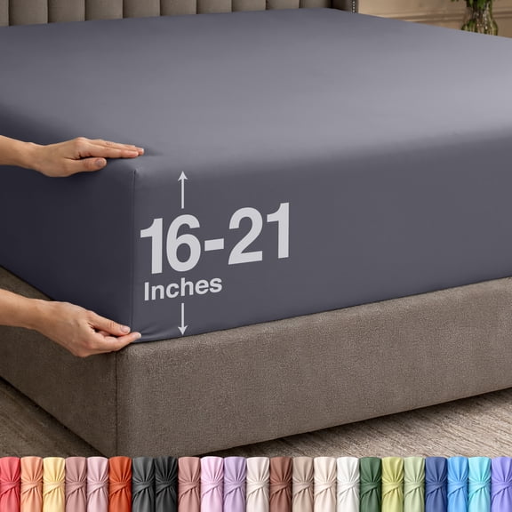 Utopia Bedding Extra Deep Pocket Full Fitted Sheet, Fits up to 21 Inch Mattress - Hotel Luxury, Soft, Breathable and Comfy - Grey