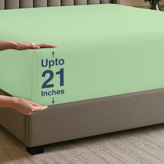 Utopia Bedding Extra Deep Pocket Queen Fitted Sheet, Fits up to 21 Inch Mattress - Hotel Luxury, Soft, Breathable and Comfy - Sage