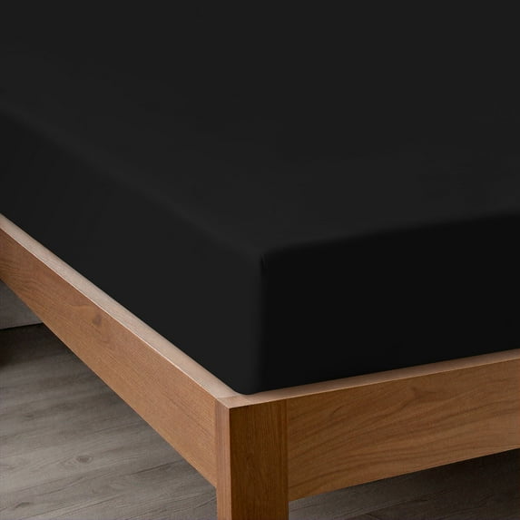 Utopia Bedding Fitted Sheet, Premium Soft Microfiber, Fade & Wrinkle Resistant, Lightweight Easy Care Solid All-Around Elastic Deep Pocket King , Black