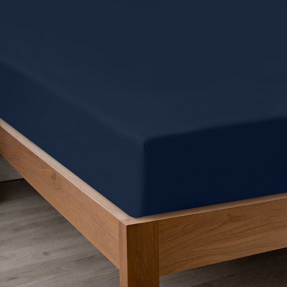 Utopia Bedding Fitted Sheet, Premium Soft Microfiber, Fade & Wrinkle Resistant, Lightweight Easy Care Solid All-Around Elastic Deep Pocket Queen , Navy