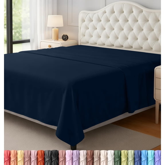 Utopia Bedding Flat Sheet - 1 Pack Full, Navy - Soft Brushed Microfiber Fabric - Shrinkage & Fade Resistant Top Sheet - Easy Care Bed Sheet