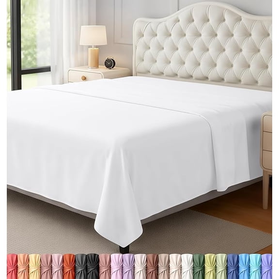 Utopia Bedding Flat Sheet - 1 Pack Full, White - Soft Brushed Microfiber Fabric - Shrinkage & Fade Resistant Top Sheet - Easy Care Bed Sheet
