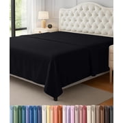 Utopia Bedding Flat Sheet - 1 Pack Queen, Black - Soft Brushed Microfiber Fabric - Shrinkage & Fade Resistant Top Sheet - Easy Care Bed Sheet