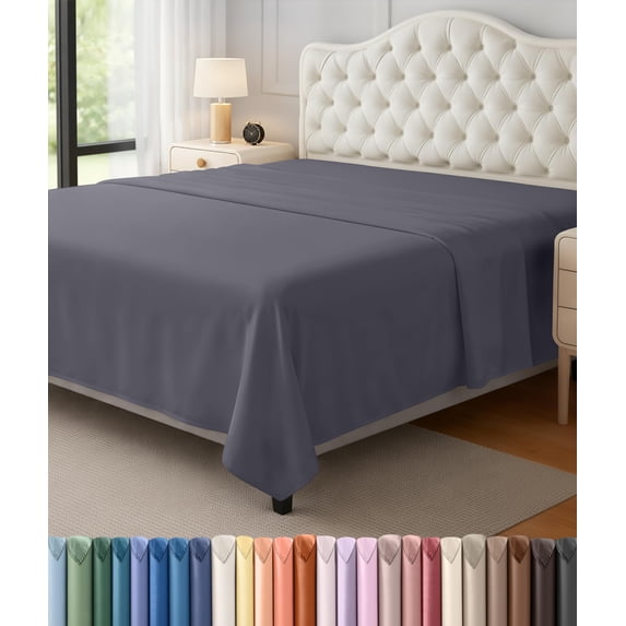 Utopia Bedding Flat Sheet - 1 Pack Queen, Grey - Soft Brushed Microfiber Fabric - Shrinkage & Fade Resistant Top Sheet - Easy Care Bed Sheet