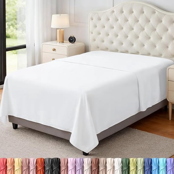 Utopia Bedding Flat Sheet - 1 Pack Twin, White- Soft Brushed Microfiber Fabric - Shrinkage & Fade Resistant Top Sheet - Easy Care Bed Sheet