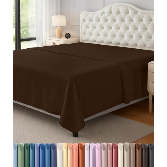 Utopia Bedding Flat Sheet - Soft Brushed Microfiber Fabric - Shrinkage & Fade Resistant - Easy Care King, Brown
