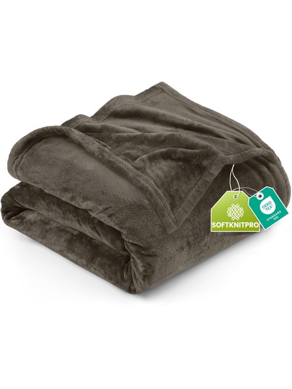 Fleece Blanket King Size Brown 300GSM Luxury Fuzzy Soft Anti-Static Microfiber Bed Blanket (90x102 Inch)