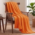 thumbnail image 1 of Utopia Bedding Fluffy Striped Fleece Blanket Burnt Orange Throw, 50x60 Inch Warm, Lightweight, Ribbed, Soft, Cozy, Bed, Sofa, Chair, Home Decor, Gift, 1 of 5