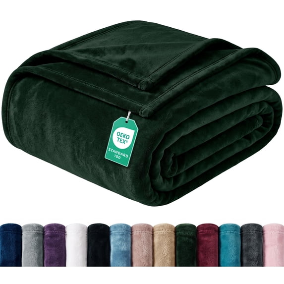 Utopia Bedding Forest Green Fleece Blanket Queen Size Lightweight Fuzzy Plush Anti-Static Microfiber Bed Blanket (90x90 Inch)