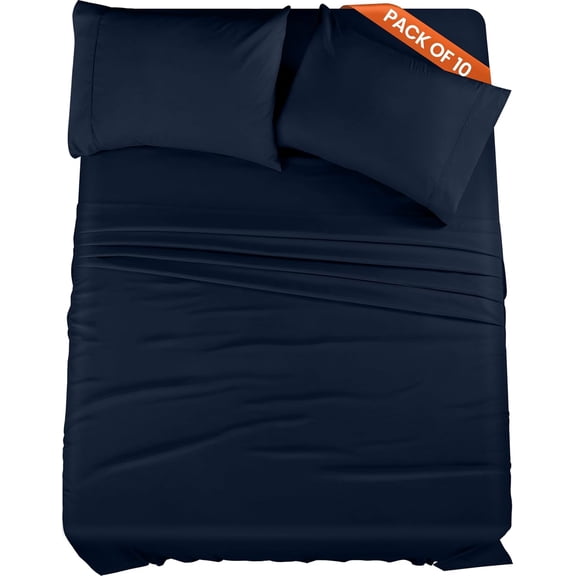 Utopia Bedding Full Bed Sheets Set - Bulk Pack of 10 Sheet Sets - Perfect for Spa, Hotel, & Guest Bedroom - Brushed Microfiber - Shrinkage and Fade Resistant - Easy Care (Navy)