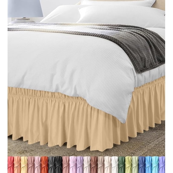 Utopia Bedding Queen Elastic Bed Ruffle - Easy Wrap Around Ruffle - Microfiber Bed Skirt with Adjustable Buckle & Elastic Belt 16 Inch Tailored Drop - Hotel Quality Bedskirt, Fade Resistant Grey