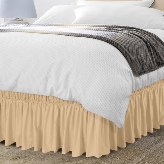 Utopia Bedding Queen Elastic Bed Ruffle - Easy Wrap Around Ruffle - Microfiber Bed Skirt with Adjustable Buckle & Elastic Belt 16 Inch Tailored Drop - Hotel Quality Bedskirt, Fade Resistant Grey