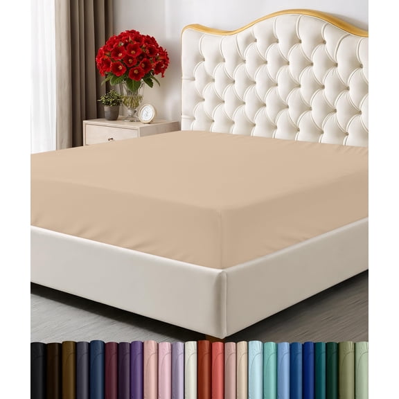 Utopia Bedding Full Fitted Sheet - Bottom Sheet - Deep Pocket - Soft Microfiber - Shrinkage and Fade Resistant - Easy Care -1 Fitted Sheet Only Beige