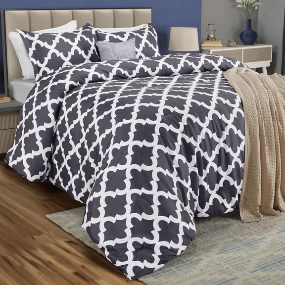 King Comforter Set 3 Piece Grey by Utopia Bedding, Printed Comforters King Size, Bedding Comforters Sets, Down Alternative Soft Bed Set, 1 Comforter (90 x 102 inches) 2 Pillow Shams (20 x 36 inches)