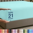 thumbnail image 1 of Utopia Bedding King Deep Pocket Fitted Sheet  Extra Deep Pocket  Fits up to 21 Inch Mattress  Hotel Luxury  Soft, Breathable and Comfy  Shrinkage and Fade Resistant  Easy Care  Spa Blue, 1 of 9