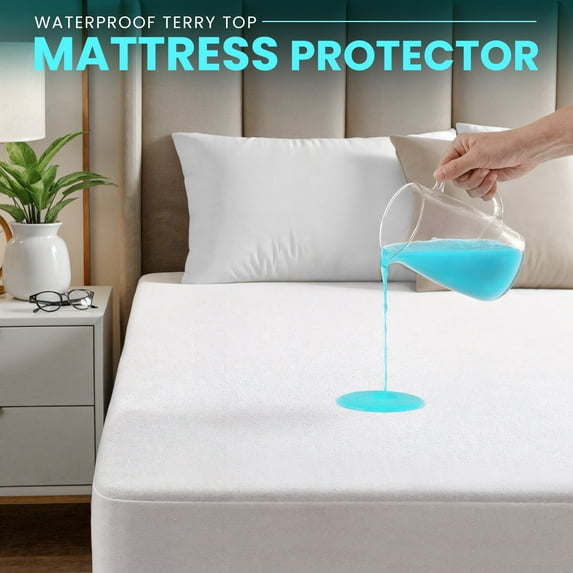 PEKUR King Size Waterproof Mattress Protector – Mattress Cover with Fitted Sheet Style Deep Pockets Fits Up to 17 Inches, Washable & Breathable Mattress Topper