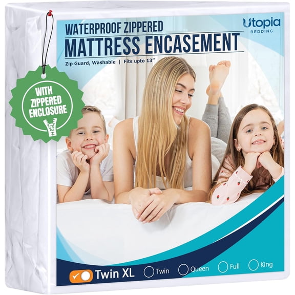 Utopia Bedding Twin XL Mattress Protector Zippered, 100% Waterproof Bed Bug and Dust Mite Proof Mattress Encasement, Absorbent 6 Sided Mattress Cover