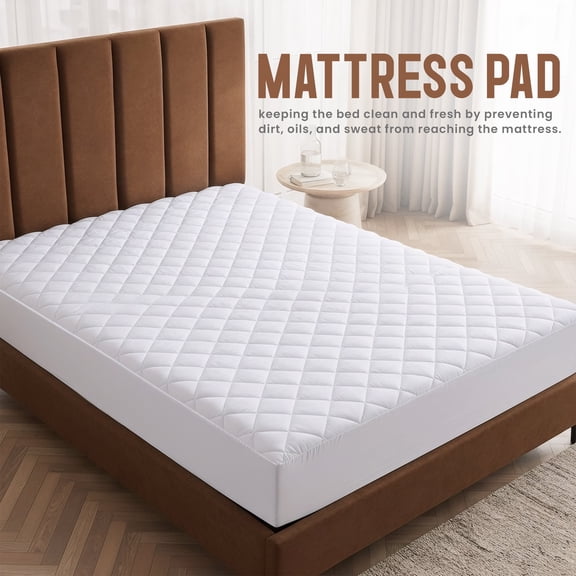Utopia Bedding Microfiber Mattress Topper Queen, Quilted Fitted Mattress Pad Deep Pocket up to 16 inches, Machine Washable Mattress Protector