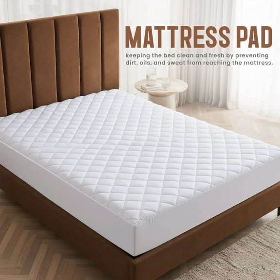 PEKUR Microfiber Mattress Topper Queen, Quilted Fitted Mattress Pad Deep Pocket up to 16 inches, Machine Washable Mattress Protector