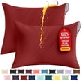 thumbnail image 1 of Utopia Bedding Premium 100% Waterproof Pillow Protectors with Zipper Queen Size Set of 4, Bed Bug and Dust Mite Proof Zippered Pillow Covers, Pillow Encasement Cases, Burgundy, 1 of 7