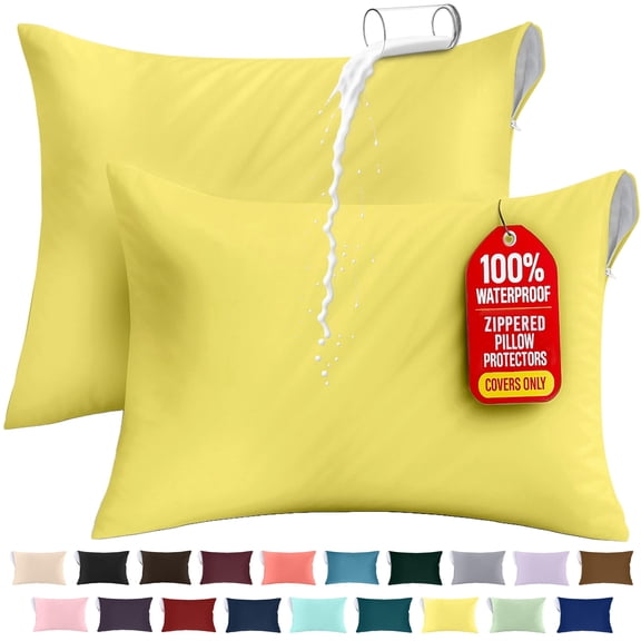 Utopia Bedding Premium 100% Waterproof Pillow Protectors with Zipper King Size (Set of 2), Bed Bug and Dust Mite Proof Zippered Pillow Covers, Pillow Encasement Cases, Yellow
