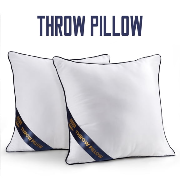 PEKUR Premium Microfiber Decorative Pillows 2-Pack, 18x18 inches White, Throw pillow Inserts, Fluffy Cusion for Bed, Sofa & Couch