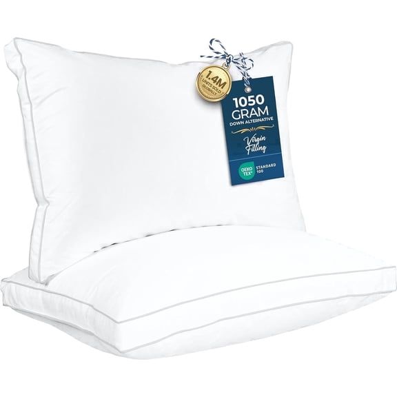 Utopia Bedding Queen Bed Pillow, 26"L x 18" W, Set of 2, Soft and High-Quality, Gusseted Pillow for All Sleep Positions (White)
