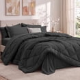 thumbnail image 1 of Utopia Bedding Queen Comforter Set, Bed in a Bag 7 Piece, Dark Grey Diamond Quilted Bedding Set, Microfiber Fill, Comforter, Flat Sheet, Fitted Sheet, Pillowcase, Pillow Shams, Machine Washable, 1 of 4