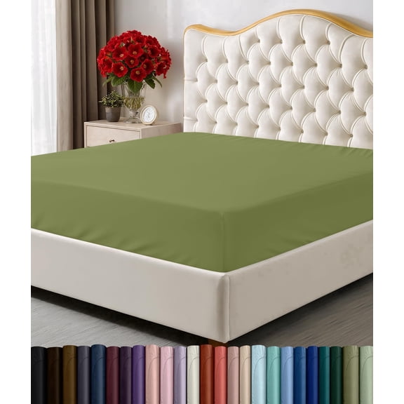 Utopia Bedding Queen Fitted Sheet - Bottom Sheet - Deep Pocket - Soft Microfiber - Shrinkage and Fade Resistant-Easy Care -1 Fitted Sheet Only Olive