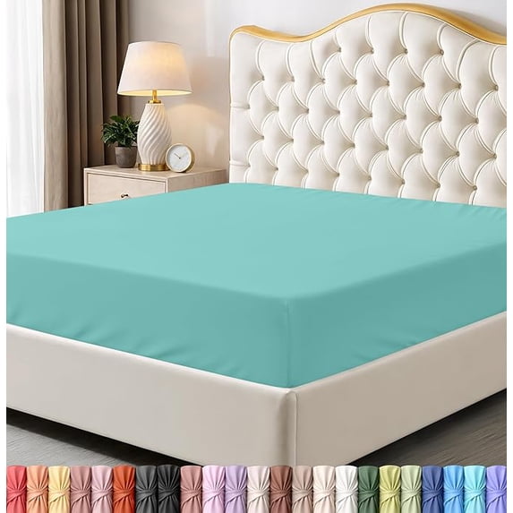 Utopia Bedding Queen Fitted Sheet Only, Ultra-Soft Microfiber, Deep Pocket, Fits Mattresses Up to 15 Inches - Spa Blue