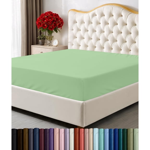 Utopia Bedding Queen Fitted Sheet Only, Ultra-Soft Microfiber, Deep Pocket, Fits Mattresses Up to 16 Inches - Sage Green