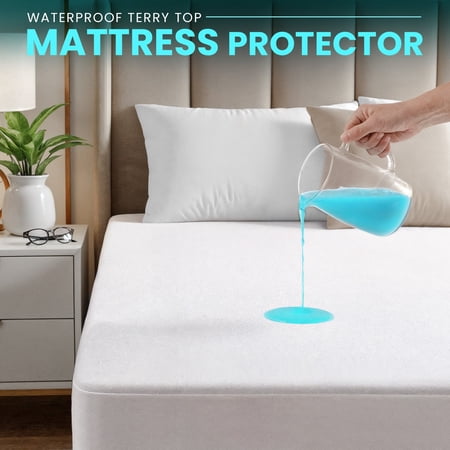 Utopia Bedding Waterproof Mattress Protector – Fitted Sheet Style, Deep Pocket Cover Fits Up to 15 Inches, Washable & Breathable Mattress Topper
