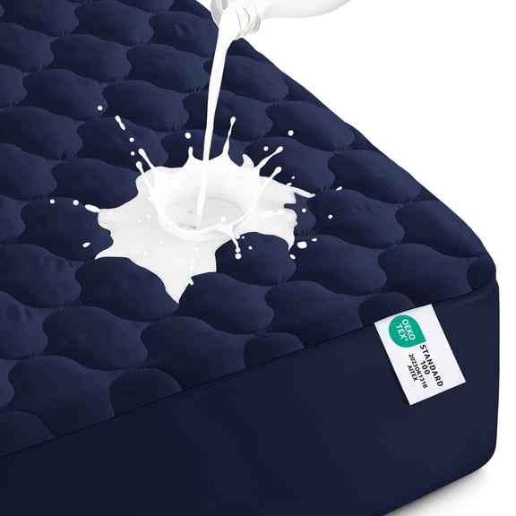 Utopia Bedding Quilted Mattress Protector Twin Size Navy Pack of 1, Microfiber Fitted Mattress Topper Deep Pocket up to 16 inches, Machine Washable Mattress Pad