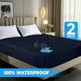 thumbnail image 1 of Utopia Bedding Quilted Mattress Protector Twin Size Navy Pack of 2, Microfiber Fitted Mattress Topper Deep Pocket up to 16 inches, Machine Washable Mattress Pad, 1 of 6
