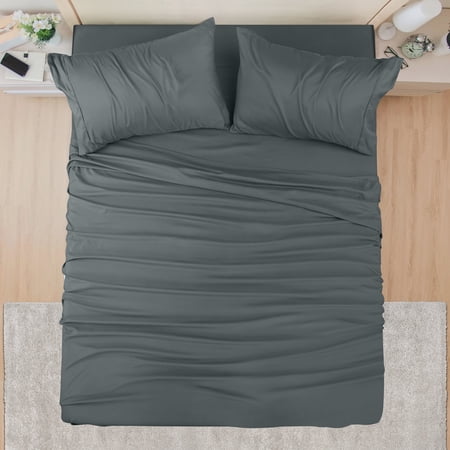 Utopia Bedding Solid 4 Piece Bed Sheets Set For Adults - Microfiber, Fade Resistant (Queen, Grey)