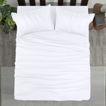Utopia Bedding Solid 4 Piece Bed Sheets Set For Adults - Microfiber, Fade Resistant (Queen, White)