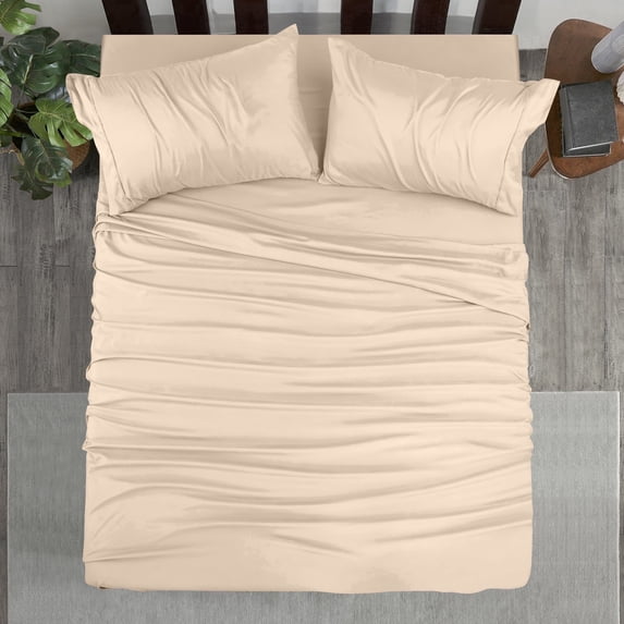 Bulk 10-Pack 4 Piece Full Sheet Set For Hotel, Resort & Motel, Beige
