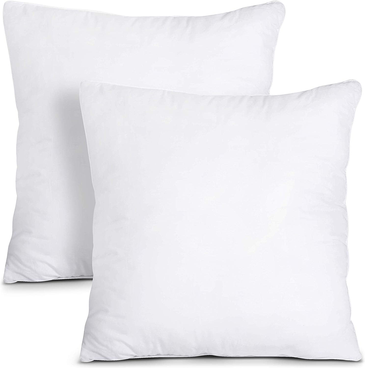 KAKABELL 18x18 Pillows Insert,Throw Pillows Insert (Pack of 2, White), 100%  Cotton Cover, Down Alternative Bed and Couch Pillows, Luxury Soft and Cozy